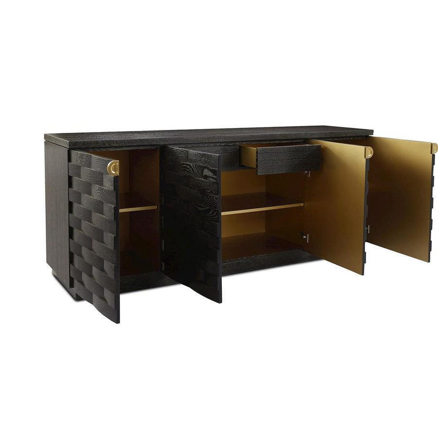 Tessere Four-Door Credenza, Black