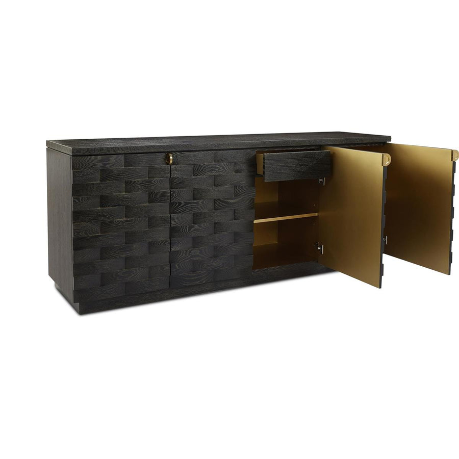 Tessere Four-Door Credenza, Black