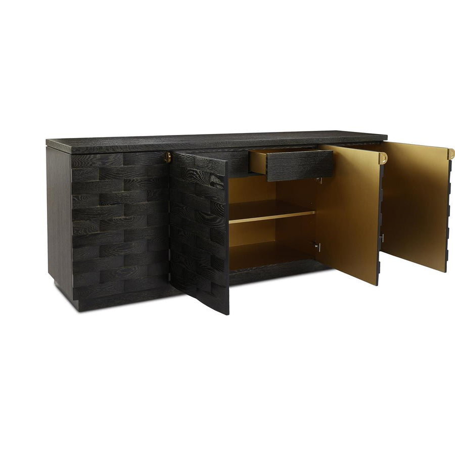 Tessere Four-Door Credenza, Black