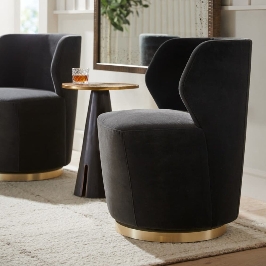 Poppy Chair Midnight Grey Performance Velvet