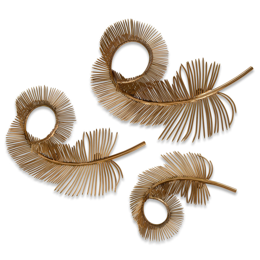 A Set of Three Coiled Brass Plumes - Maison Vogue