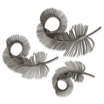 A Set of Three Coiled Silver Plumes