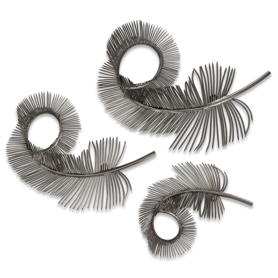 A Set of Three Coiled Silver Plumes - Maison Vogue