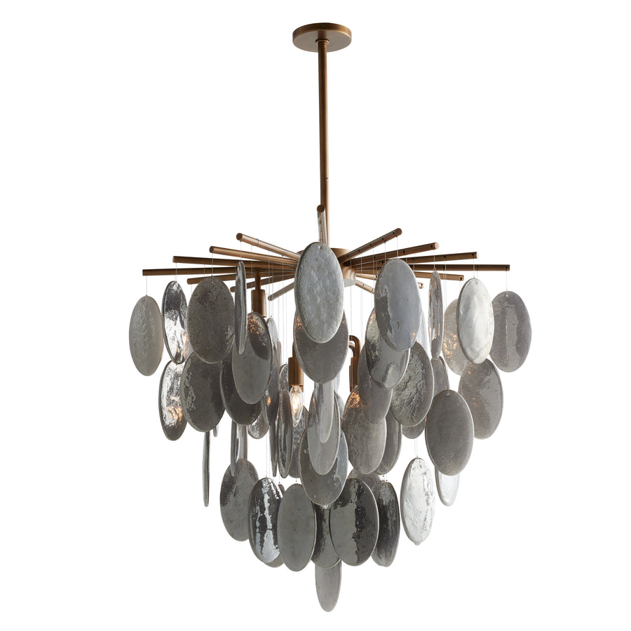 Tiffany Chandelier-Antique Brass, Smoke Luster Glass