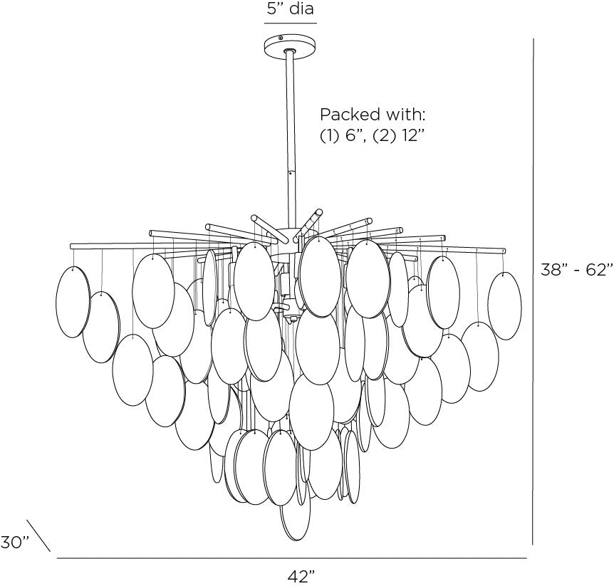 Tiffany Chandelier-Antique Brass, Smoke Luster Glass