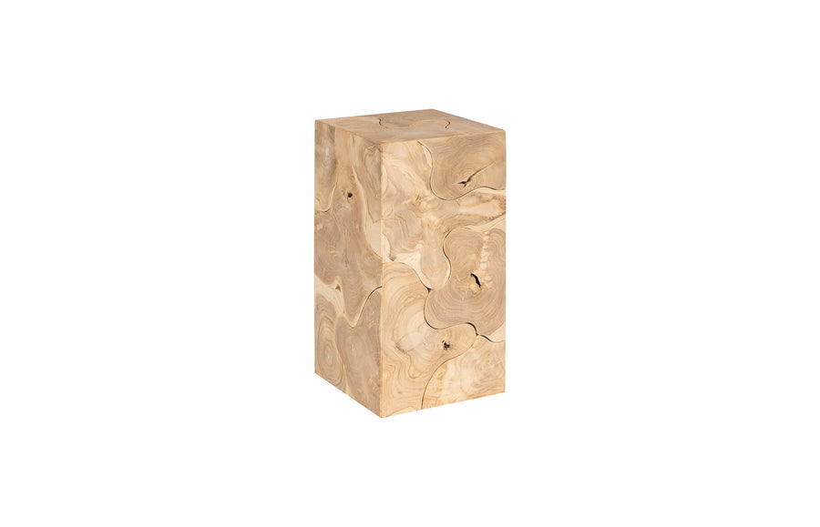 Teak Slice Pedestal, Square, Bleached , SM