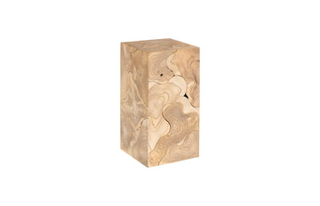 Teak Slice Pedestal, Square, Bleached , SM