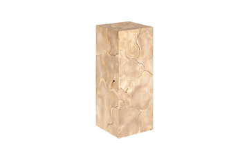 Teak Slice Pedestal, Square, Bleached , MD