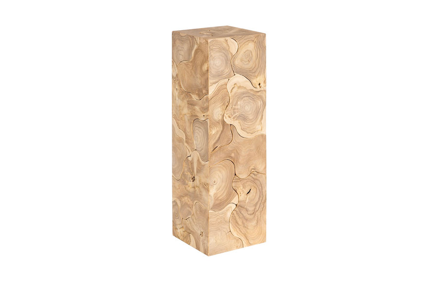 Teak Slice Pedestal, Square, Bleached , LG