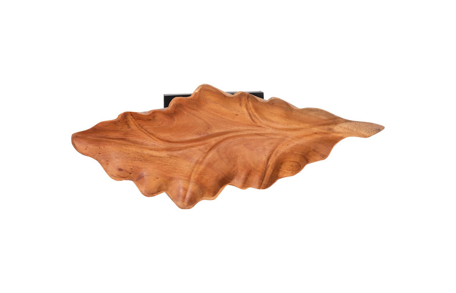 Carved Leaf Sculpture on Stand Mahogany