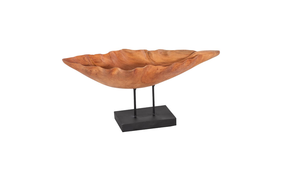 Carved Leaf Sculpture on Stand Mahogany