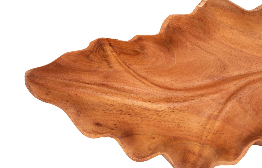 Carved Leaf Sculpture on Stand Mahogany