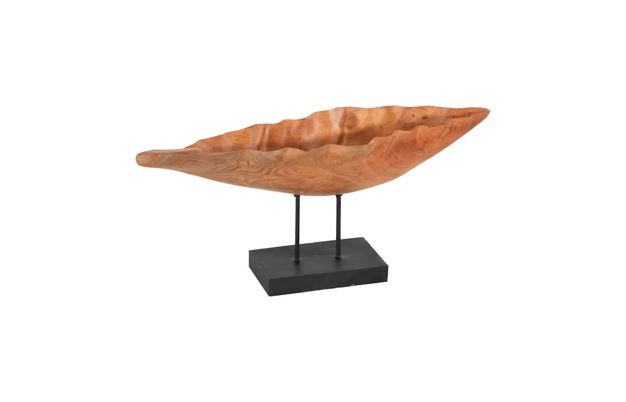 Carved Leaf Sculpture on Stand Mahogany