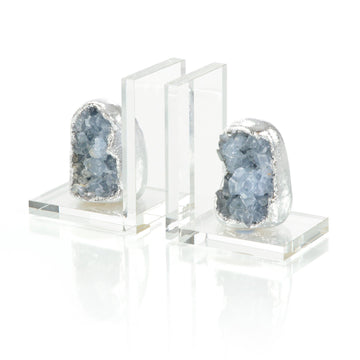 Set of Two Silver Geode Bookends - Maison Vogue