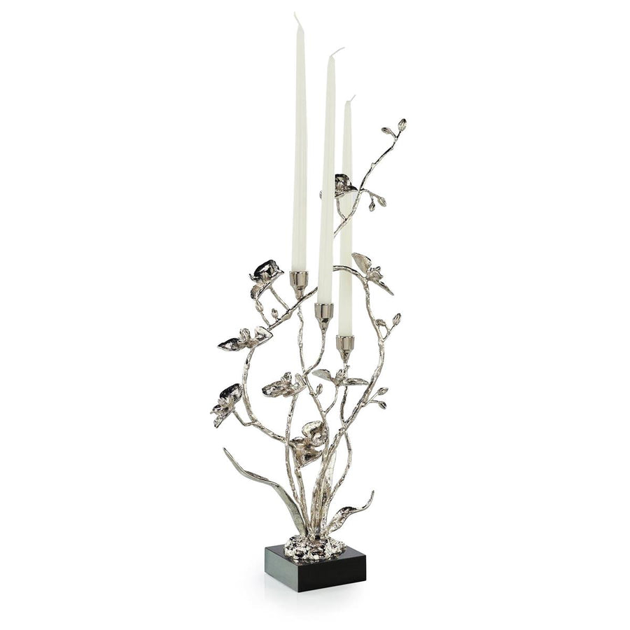 Orchids in Bloom Candleholder, Small Nickel