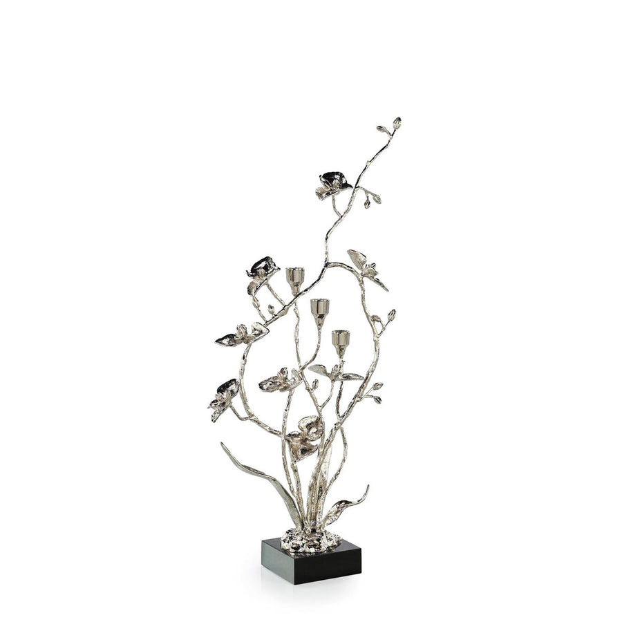 Orchids in Bloom Candleholder, Small Nickel