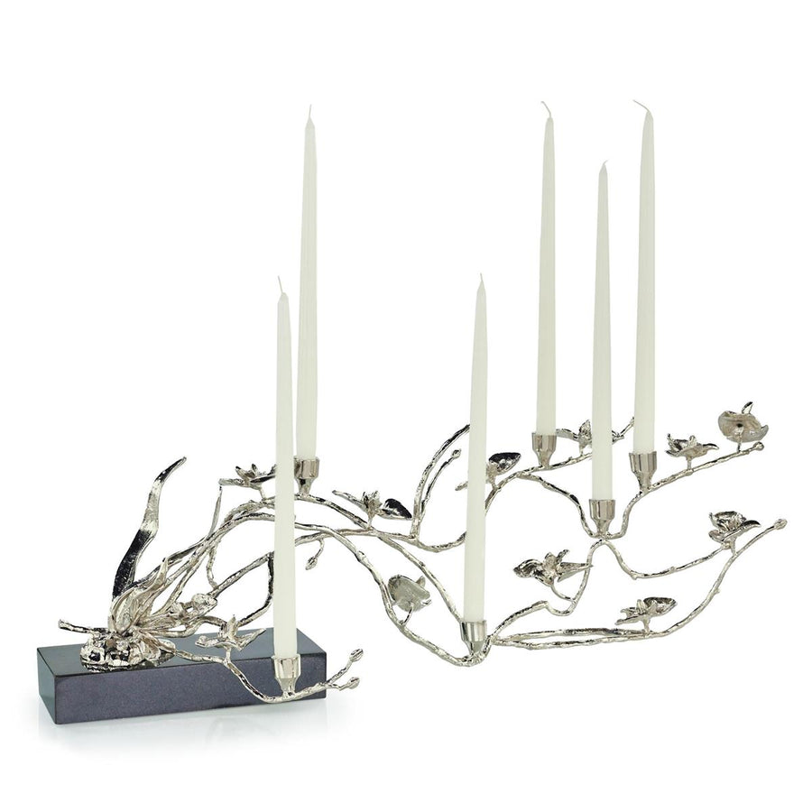 Orchids in Bloom Candleholder, Large Nickel