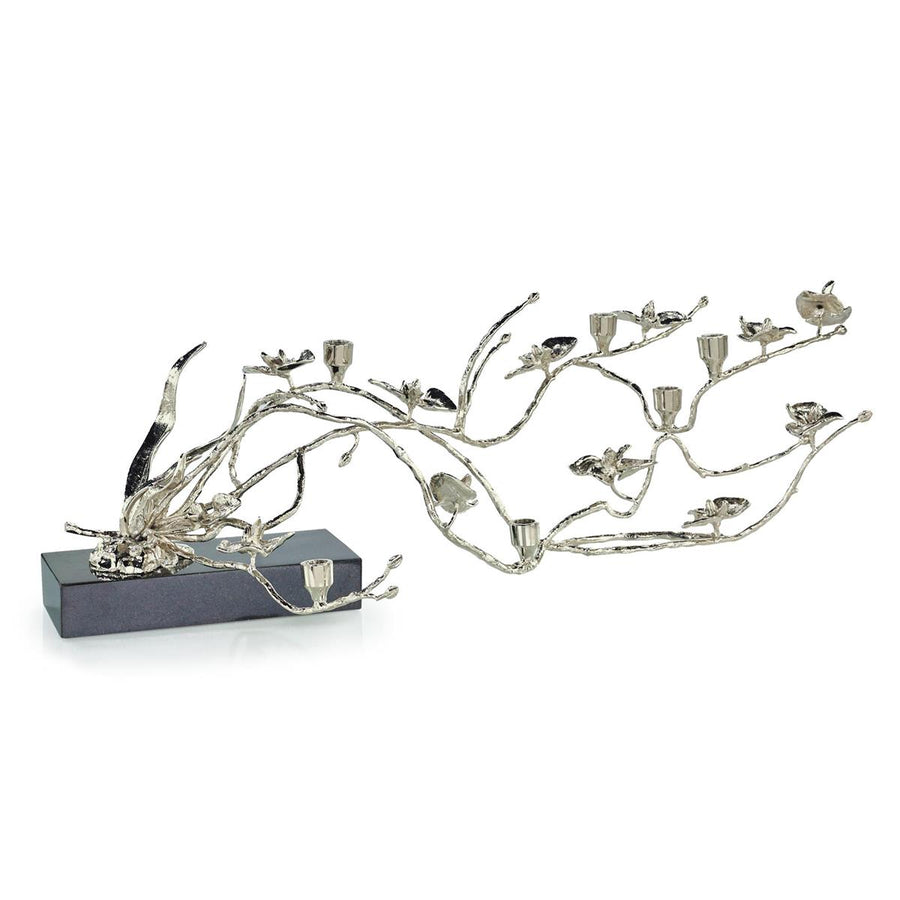 Orchids in Bloom Candleholder, Large Nickel