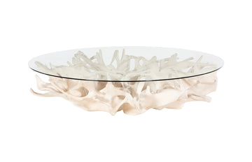 Cast Root Coffee Table, Faux Bleached Finish, With 82