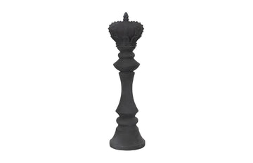 King Chess Sculpture, Cast Stone Black, Small