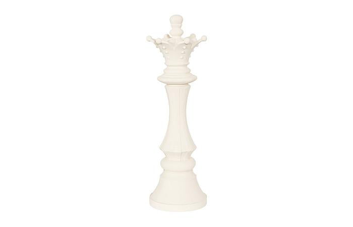Queen Chess Sculpture, Cast Stone White, Small
