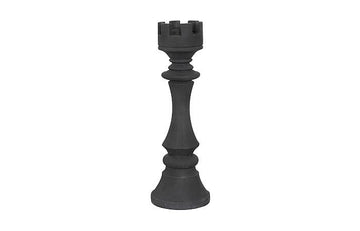 Rook Chess Sculpture, Cast Stone Black, Small