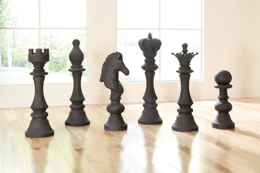 Knight Chess Sculpture, Cast Stone Black, Small