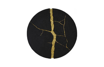 Rift Wall Tile, Circle, Matte Black, Gold Leaf