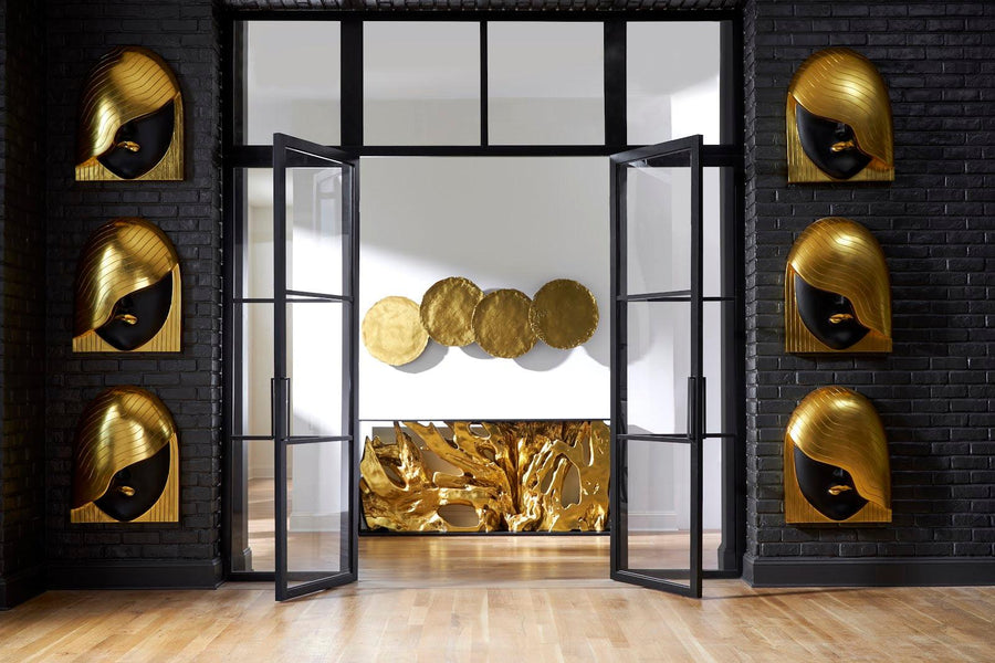 Cast Oil Drum Wall Discs Gold Leaf, Set of 4 - Maison Vogue