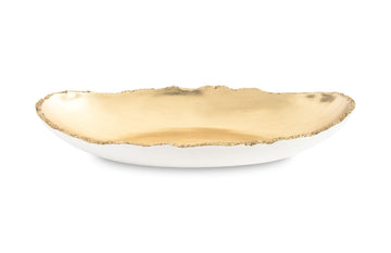 Broken Egg Bowl, White and Gold Leaf Extra Large - Maison Vogue