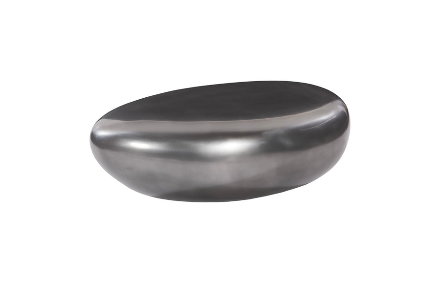 River Stone Coffee Table, Polished Aluminum, Small