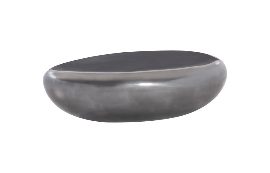 River Stone Coffee Table, Polished Aluminum, Large