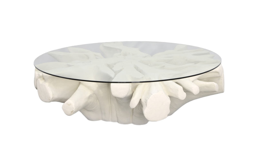 Sono Cast Root Coffee Table, With Glass Roman Stone