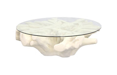 Sono Cast Root Coffee Table, With Glass Roman Stone