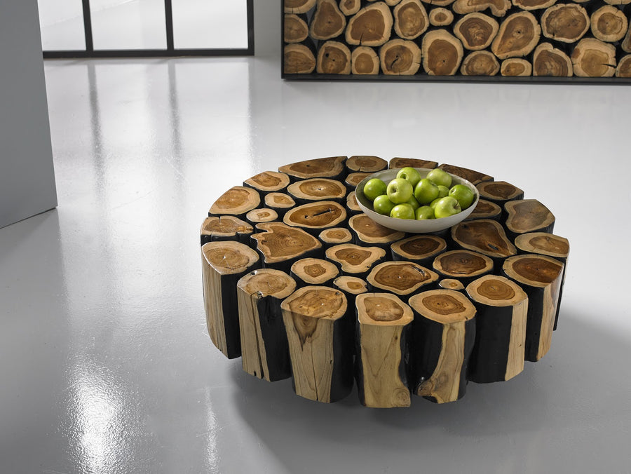 Boscage Coffee Table on Black Metal Legs Round