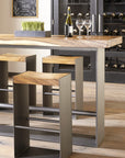 Iron Frame Bar Table, Chamcha Wood, Natural