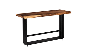 Iron Frame Bar Table, Chamcha Wood, Natural