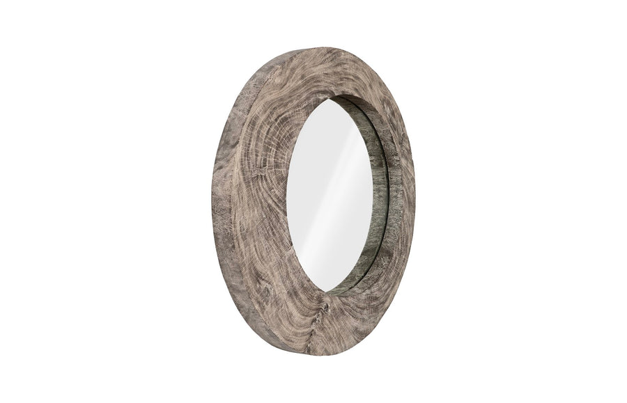 Wood Wall Mirror Gray Stone, Round