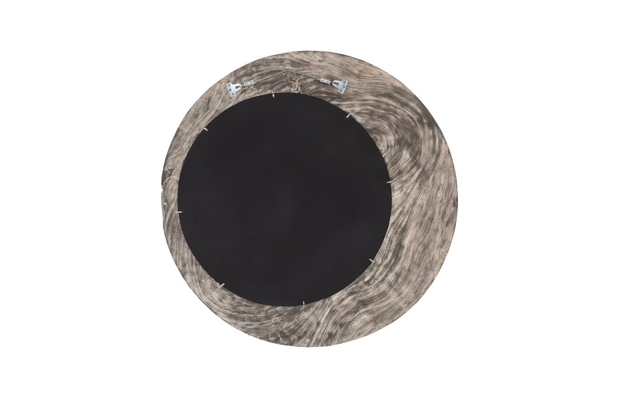 Wood Wall Mirror Gray Stone, Round