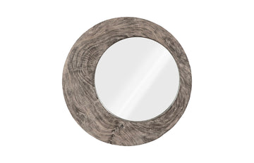 Wood Wall Mirror Gray Stone, Round