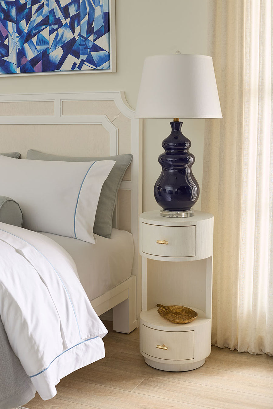 Aaron 2-Drawer End Table, Sand White