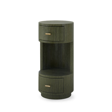 Aaron 2-Drawer End Table, Deep Olive