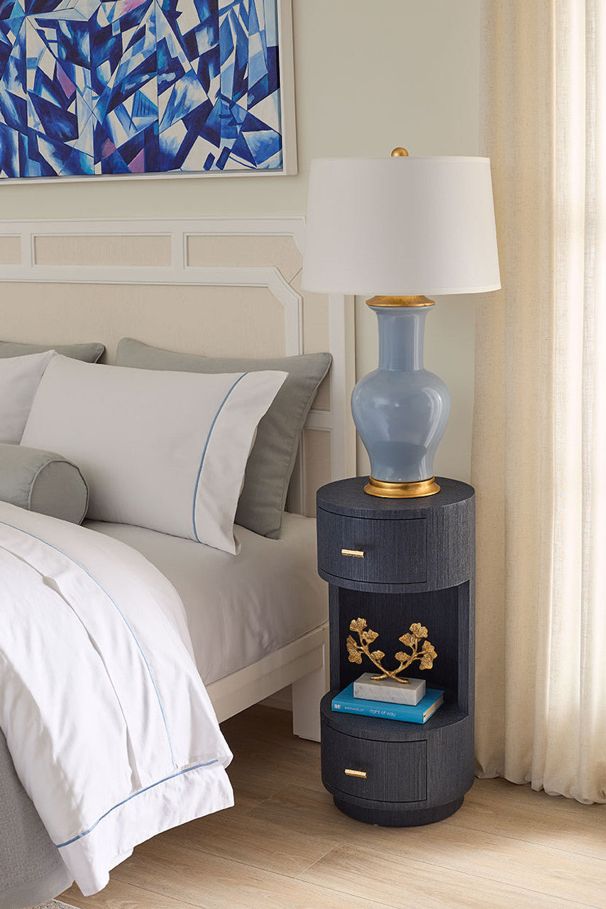 Aaron 2-Drawer End Table, Selvage Blue