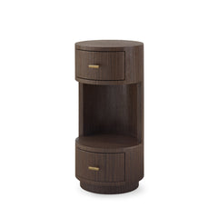 Aaron 2-Drawer End Table with Glass Top, Warm Chocolate
