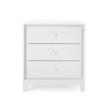 Bergamo 3-Drawer Side Table, White Pearl
