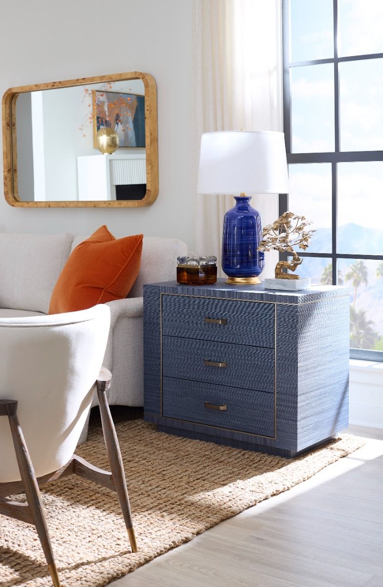 Ethan 3-Drawer End Table, Navy Blue