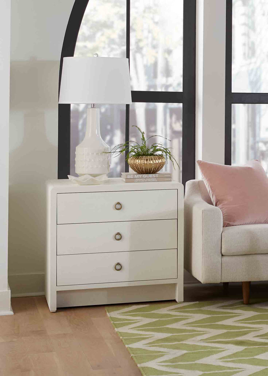 Bryant 3-Drawer Side Table, White Pearl