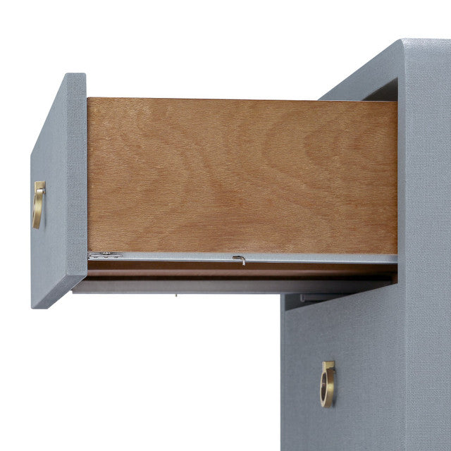 Bryant Linen 3-Drawer Side Table, Winter Gray