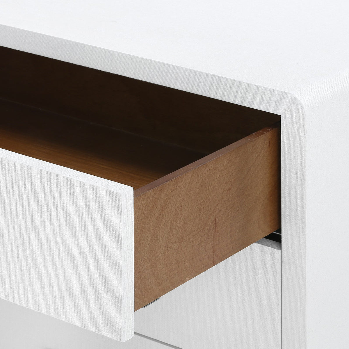 Bryant Linen 3-Drawer Side Table, Chiffon White