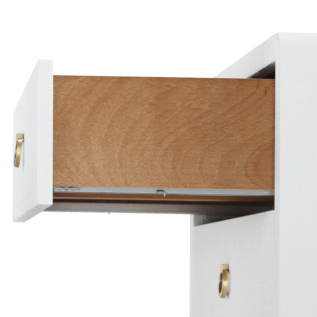 Bryant Linen 3-Drawer Side Table, Chiffon White
